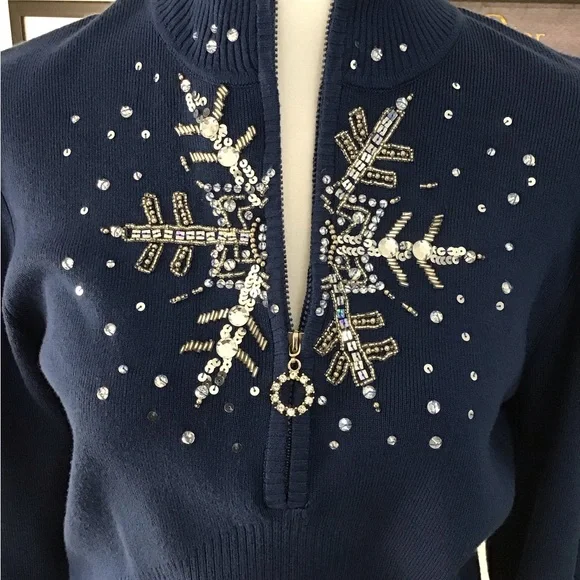 Boston Proper Navy Blue Turtleneck Sweater - Picture 2 of 3